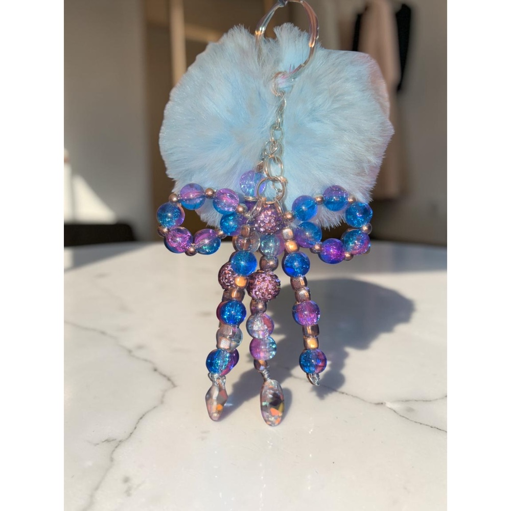 Handmade Galaxy Pom Pom Bag Charm